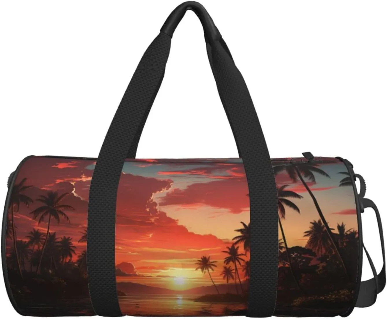 Travel Duffel Bag Sunset With Palm Trees Weekender Overnight Bag For Men Women Large Capacity Sports Gym Bag Canvas Carry On Tote Bags For Travel Yoga