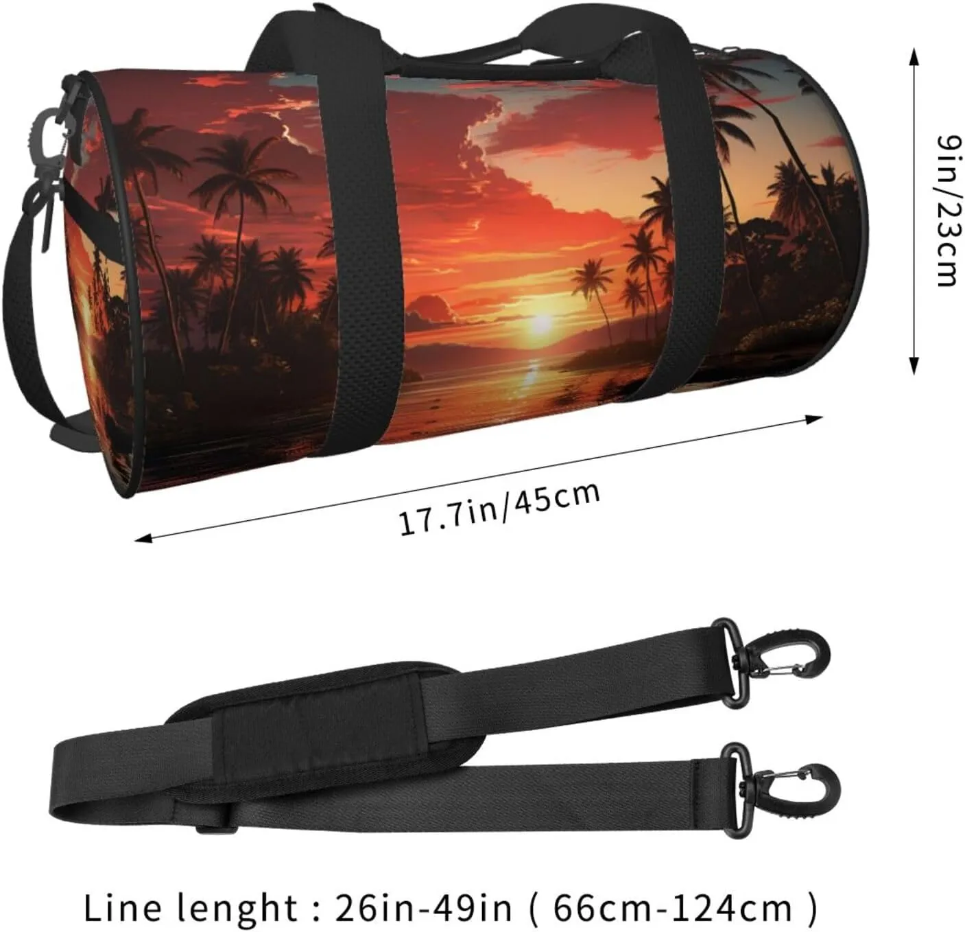 Travel Duffel Bag Sunset With Palm Trees Weekender Overnight Bag For Men Women Large Capacity Sports Gym Bag Canvas Carry On Tote Bags For Travel Yoga