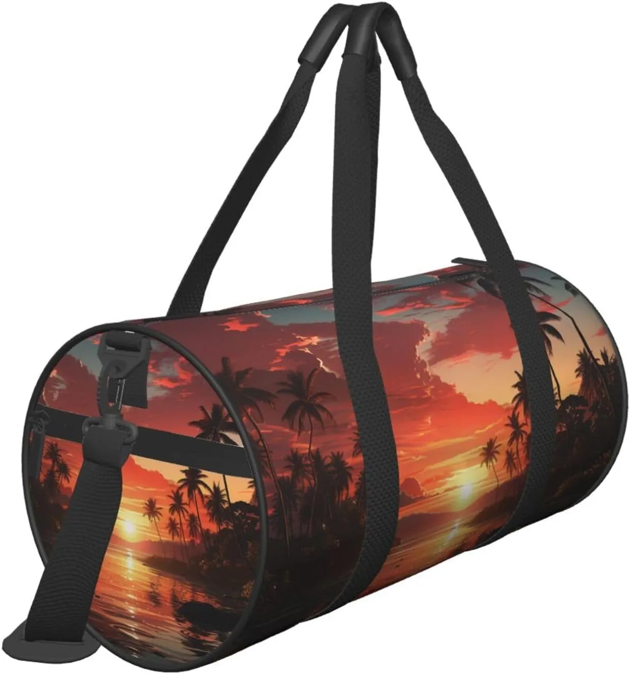 Travel Duffel Bag Sunset With Palm Trees Weekender Overnight Bag For Men Women Large Capacity Sports Gym Bag Canvas Carry On Tote Bags For Travel Yoga