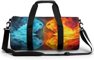 Travel Duffel Bag Weekender Bags for Men Women Large Capacity Overnight Bags Fire Vs Ice Art Travel Sports Gym Bag Canvas Carry On Tote Bags for Travel Yoga