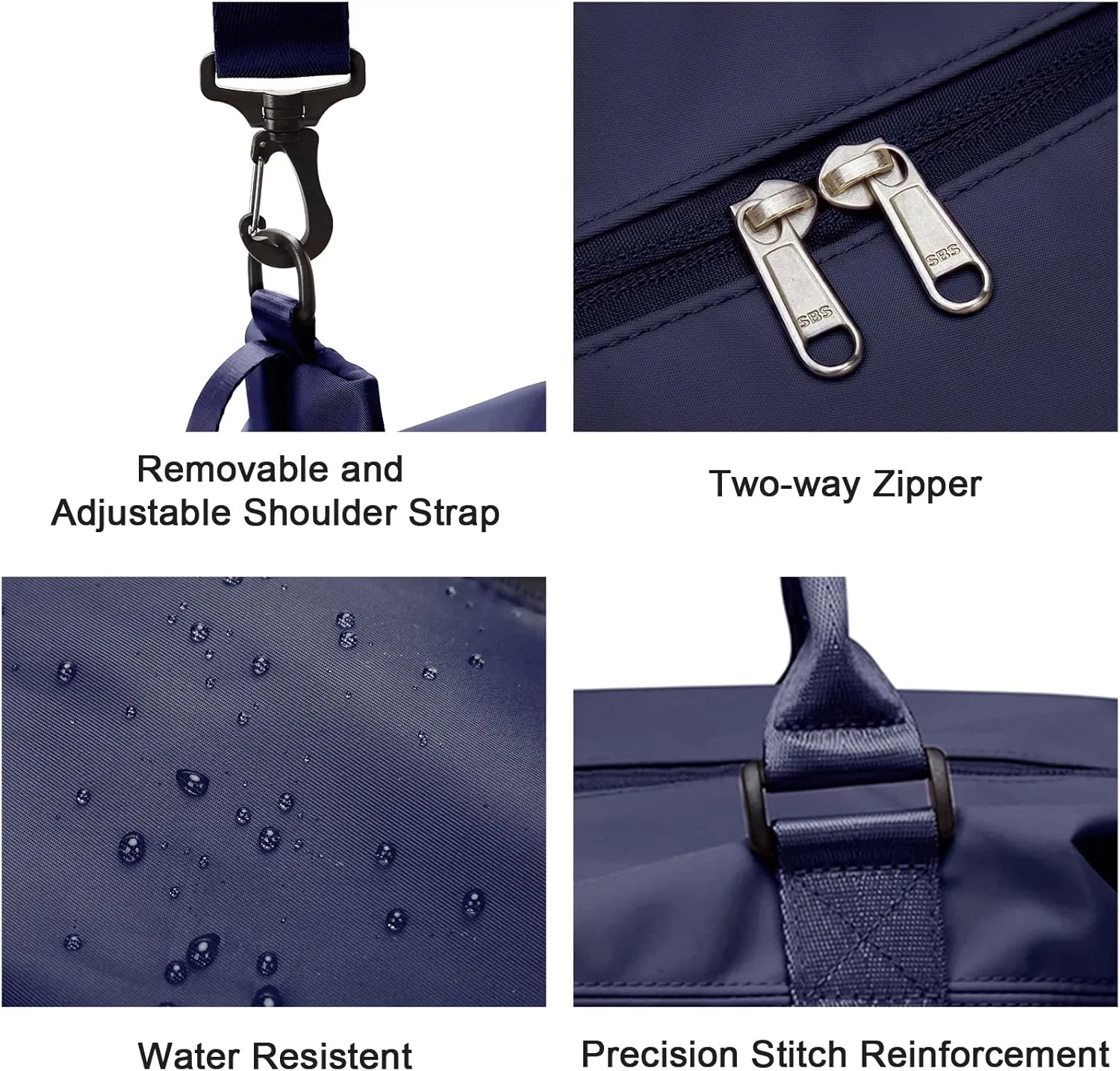 Travel Duffel Bag with Toiletry Bag, Sports Tote Gym Bag, Shoulder Weekender Overnight Bag for Women，Dark Blue