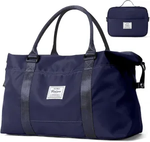 Travel Duffel Bag with Toiletry Bag, Sports Tote Gym Bag, Shoulder Weekender Overnight Bag for Women，Dark Blue