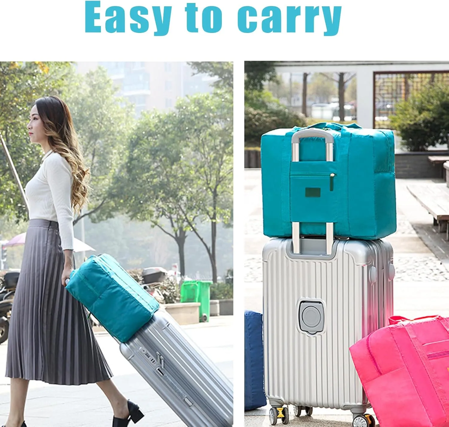 Travel Duffel Bags 12 PCS Foldable Travel Bag Tote Carry on Luggage Waterproof Sports Gym Bag Lightweight Large Weekender Overnight Bag for Women and Men (12 PCS)