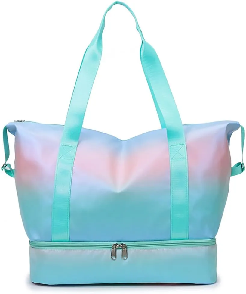 Travel Duffle Bag for Women Sturdy Weekender Bags with Bottom Shoes Compartment Waterproof Overnight Tote Bag with Wet Pocket (Green)