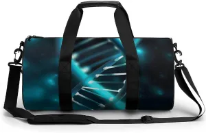 Travel Gym Duffle Bag, Science Gene Strand Print Duffle Bags,womens Mens Gym Bag,gym Bags,gym Bag with Shoe Compartment, 17.7in/9in/9in