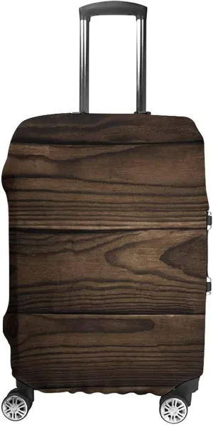 Travel Luggage Cover, Chocolate Travel Suitcase Cover, Vintage Rustic Detailed Hardwood Floor Design, Fits 22-24 Inch Luggage, Washable Dustproof Anti-Scratch, Brown