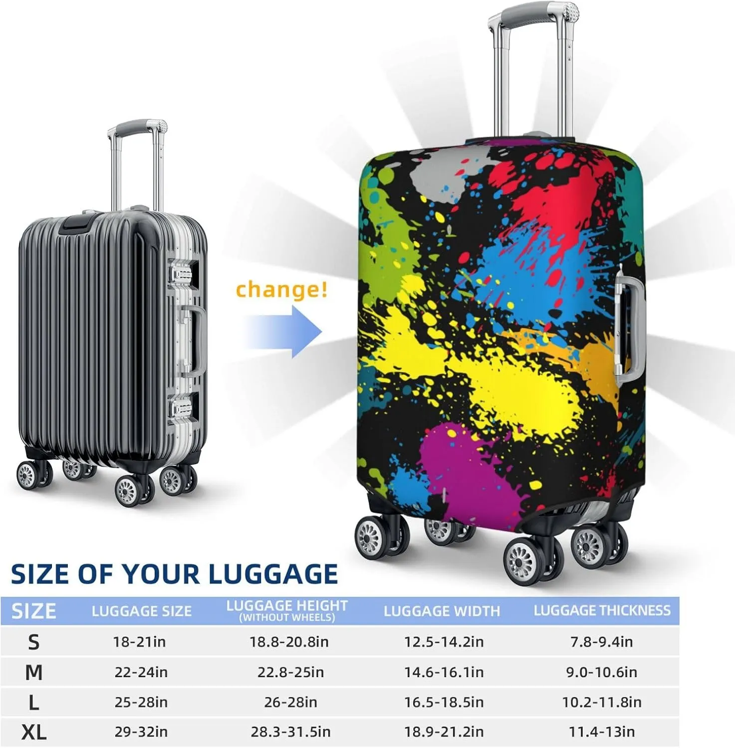 Travel Luggage Cover Dark Colorful Paint Luggage Suitcase Protector Baggage Fit 29-32 Inch