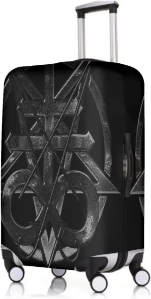 Travel Luggage Cover Dark Sigil Of Lucifer Satanic With Inverted Pentagram Suitcase Protector   Travel Luggage Tags Bag Tags Elastic Fits 29-32 Inch Luggage- X-Large