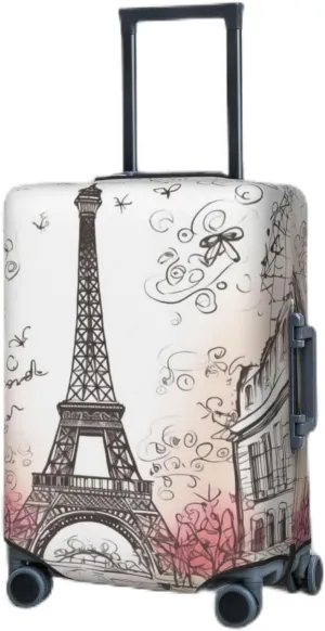 Travel Luggage Cover Suitcase Cover French Paris Tour Eiffel Tower Elastic Luggage Covers for Travel Luggages Protector Covers Washable Luggages Decorative Cover for Adult