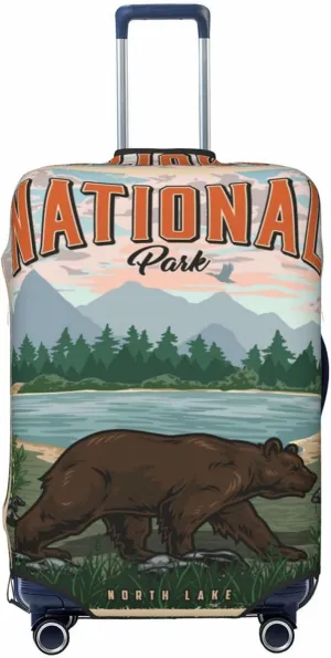 Travel Luggage Cover,National Park Poster Bear Suitcase Protector Protector Spandex Anti-Scratch Washable, Suitcase Cover For Wheeled Suitcase Kid Adult Travel Baggage Accessories,X-Large
