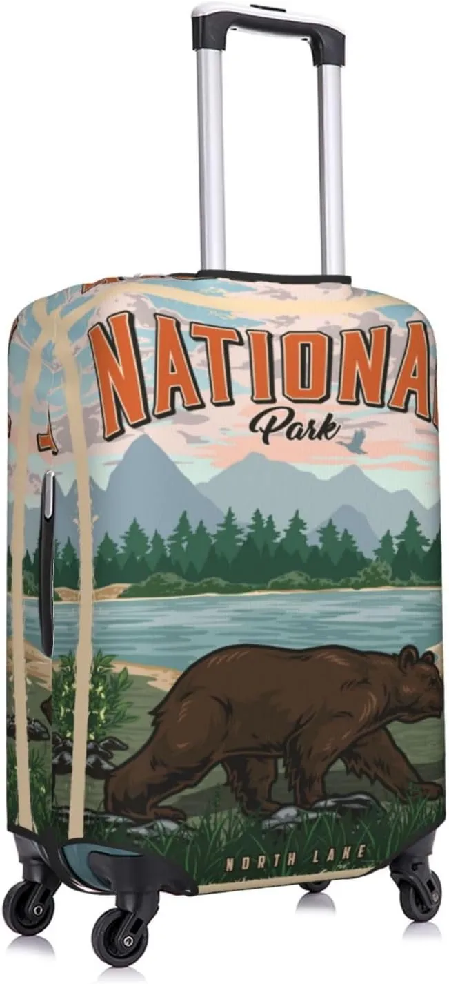 Travel Luggage Cover,National Park Poster Bear Suitcase Protector Protector Spandex Anti-Scratch Washable, Suitcase Cover For Wheeled Suitcase Kid Adult Travel Baggage Accessories,X-Large