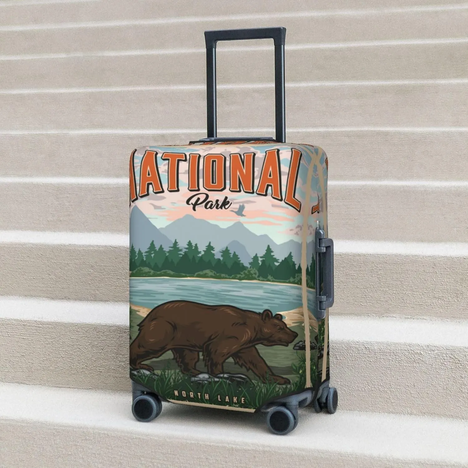 Travel Luggage Cover,National Park Poster Bear Suitcase Protector Protector Spandex Anti-Scratch Washable, Suitcase Cover For Wheeled Suitcase Kid Adult Travel Baggage Accessories,X-Large