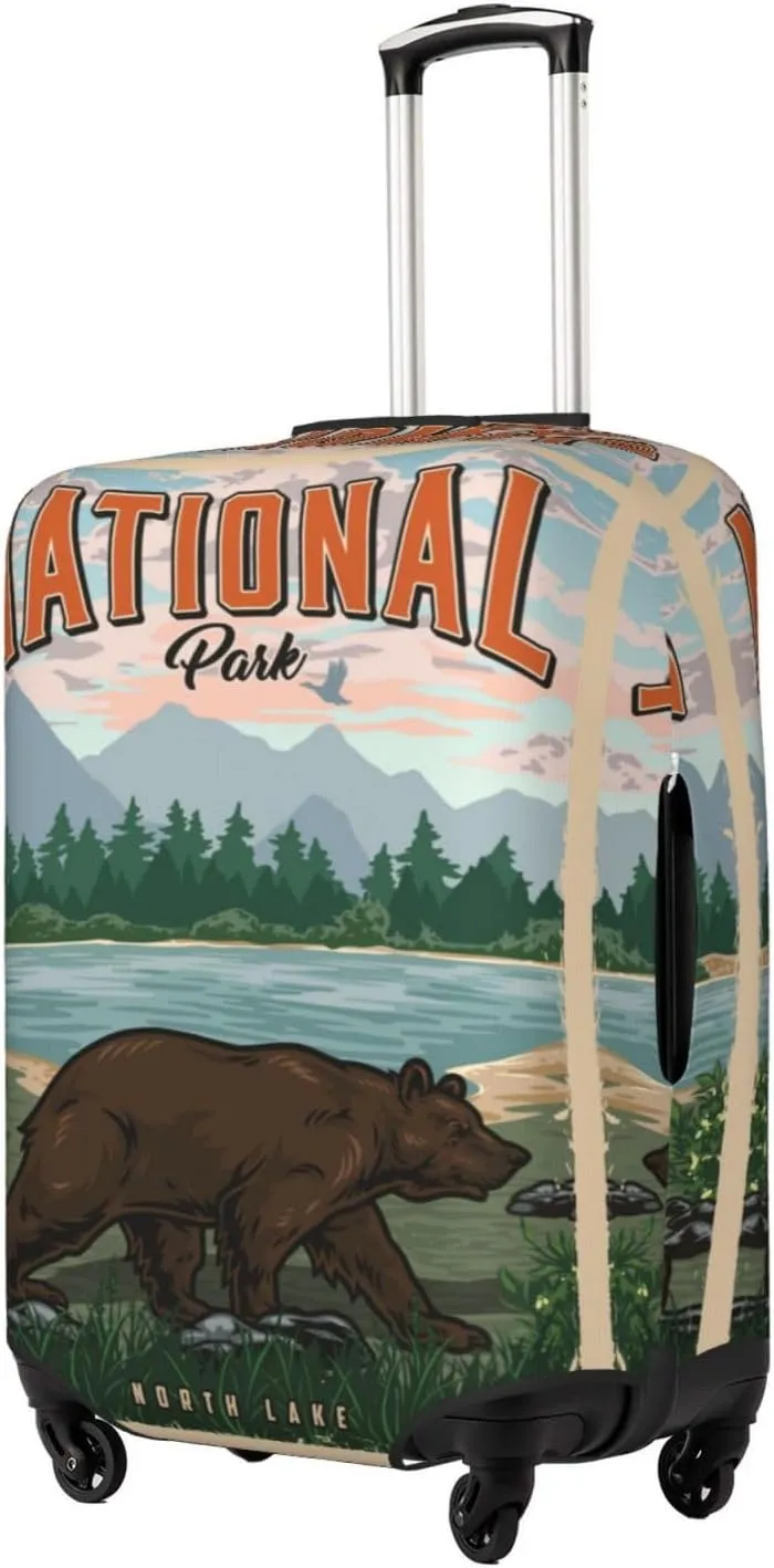 Travel Luggage Cover,National Park Poster Bear Suitcase Protector Protector Spandex Anti-Scratch Washable, Suitcase Cover For Wheeled Suitcase Kid Adult Travel Baggage Accessories,X-Large