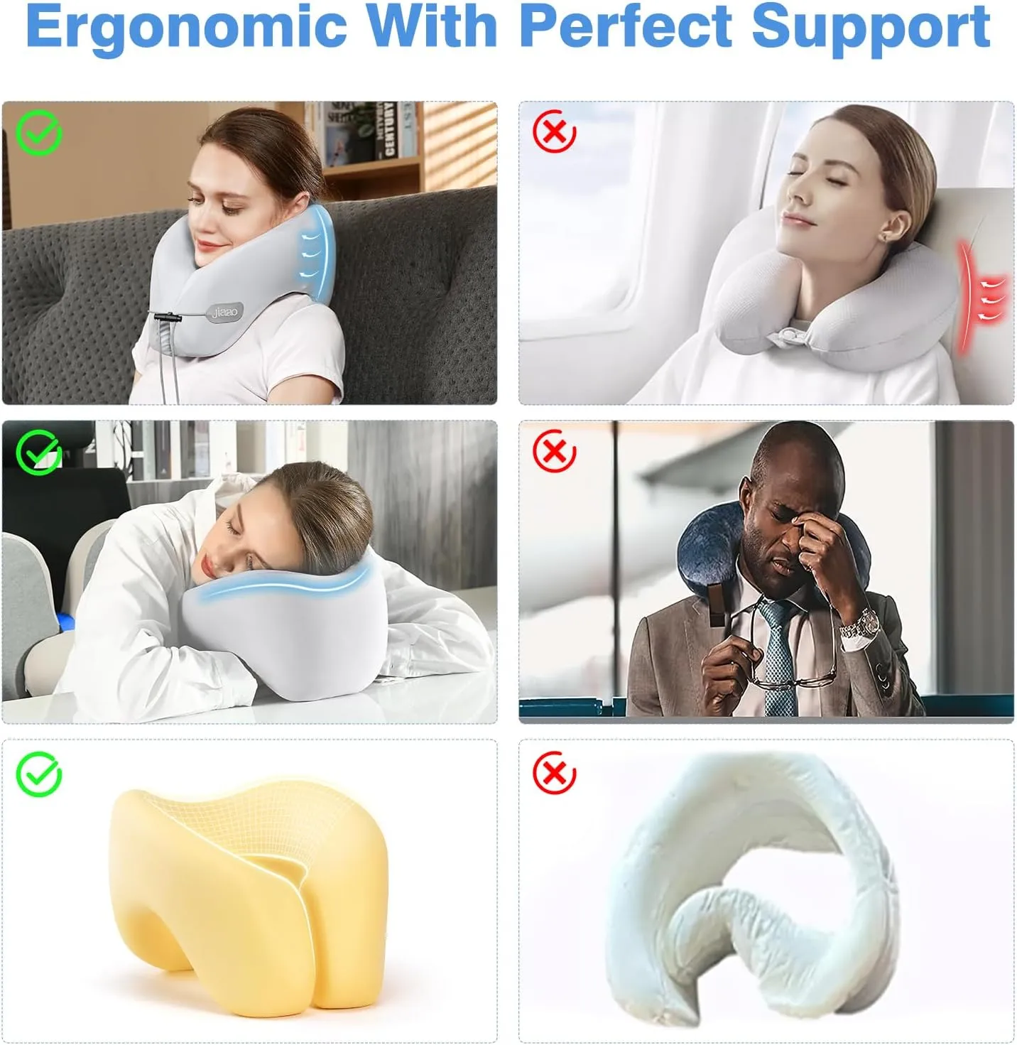Travel Neck Pillow Memory Foam Neck Support, 2025 Upgraded Advanced Travel Pillow for Road Trips, Adjustable Clasp, Storage Bag, Airplane Pillow for Travel, Home, Office, and Gaming