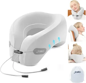 Travel Neck Pillow Memory Foam Neck Support, 2025 Upgraded Advanced Travel Pillow for Road Trips, Adjustable Clasp, Storage Bag, Airplane Pillow for Travel, Home, Office, and Gaming