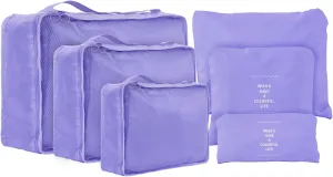 Travel Packing Cubes 6 Set, Lightweight Luggage Organizers, Essential Accessories for Clothes Shoes Electronics Cosmetics Toiletries(Light Purple)