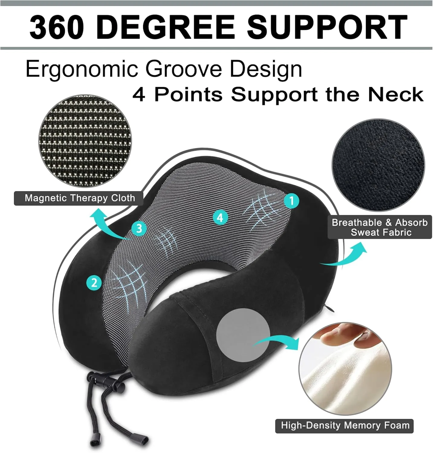 Travel Pillow and Blanket Set Neck Pillows Travel Essentials with Sleep Mask for Airplane Car Memory Foam Black