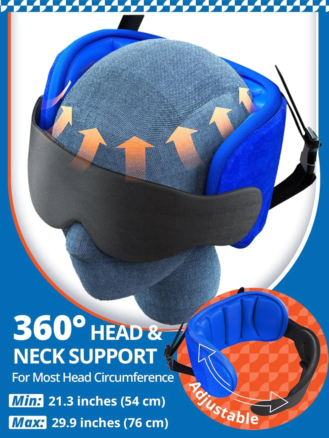 Travel Pillows for Airplanes, Airplane Pillow for Long Flight, Airplane Head Strap with Eye Mask for Sleep, Travel Neck Pillow for Car Road Trip, 360° Support Headrest, Stop Bobblehead, Pink