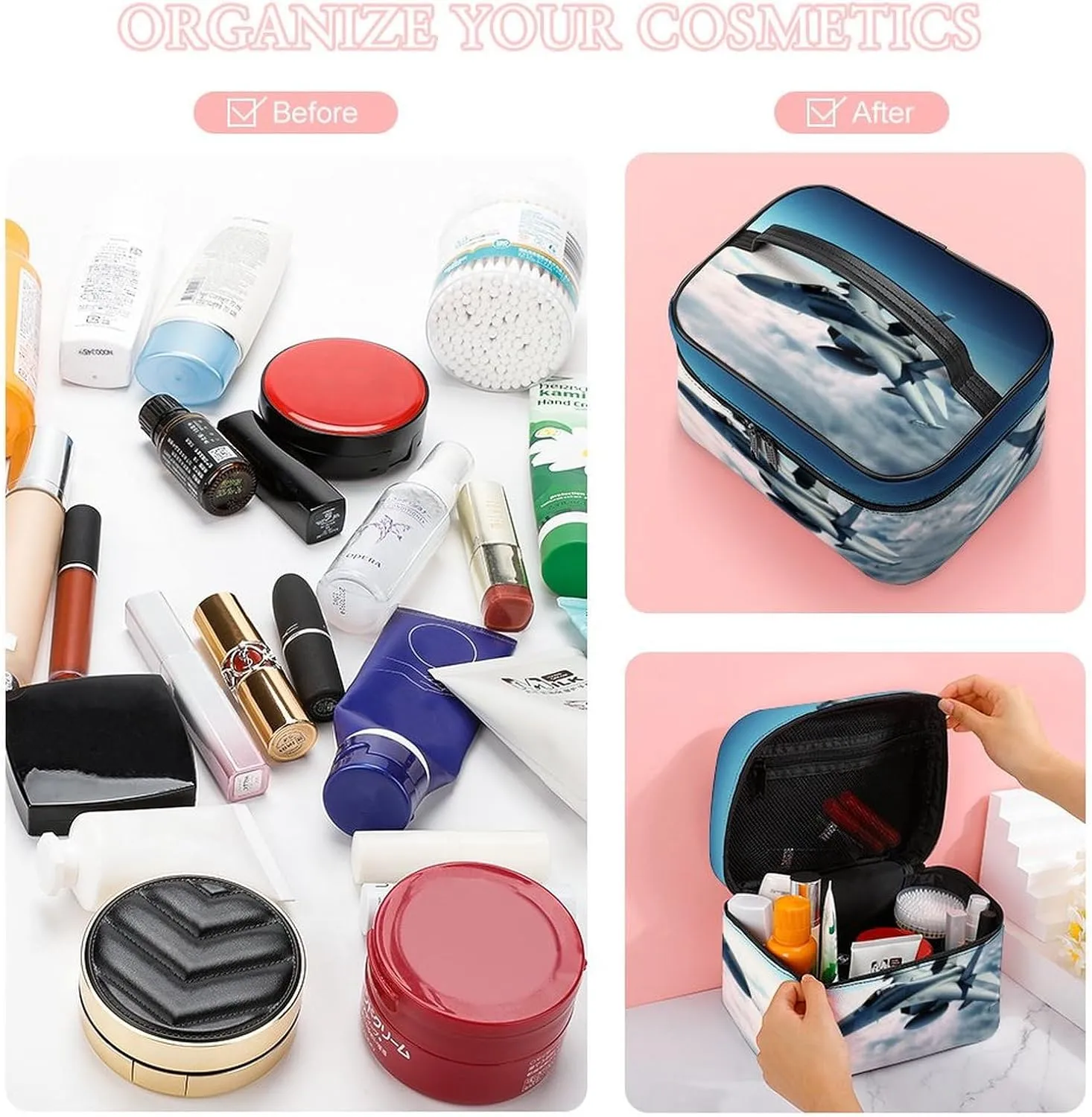 Travel Toiletry Bag for Women And Men,Aircraft Fighter Jets Toiletry Organizer, Makeup Bag Travel Organizer for Shampoo,Toiletries
