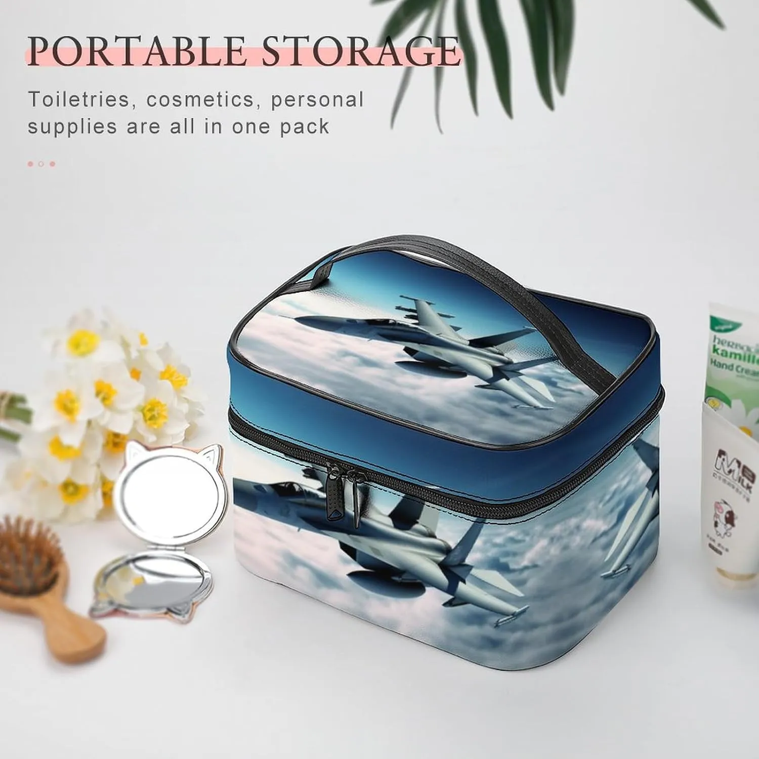 Travel Toiletry Bag for Women And Men,Aircraft Fighter Jets Toiletry Organizer, Makeup Bag Travel Organizer for Shampoo,Toiletries