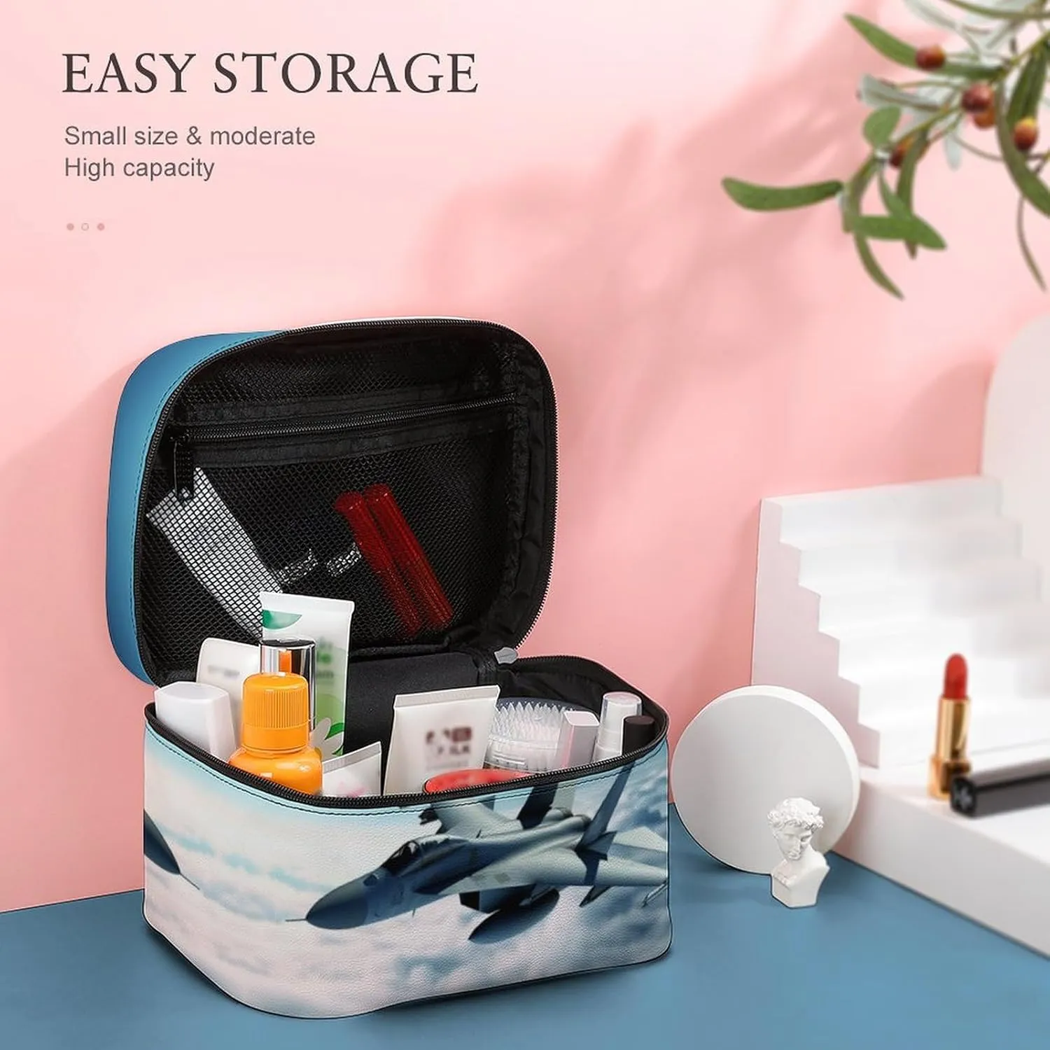 Travel Toiletry Bag for Women And Men,Aircraft Fighter Jets Toiletry Organizer, Makeup Bag Travel Organizer for Shampoo,Toiletries