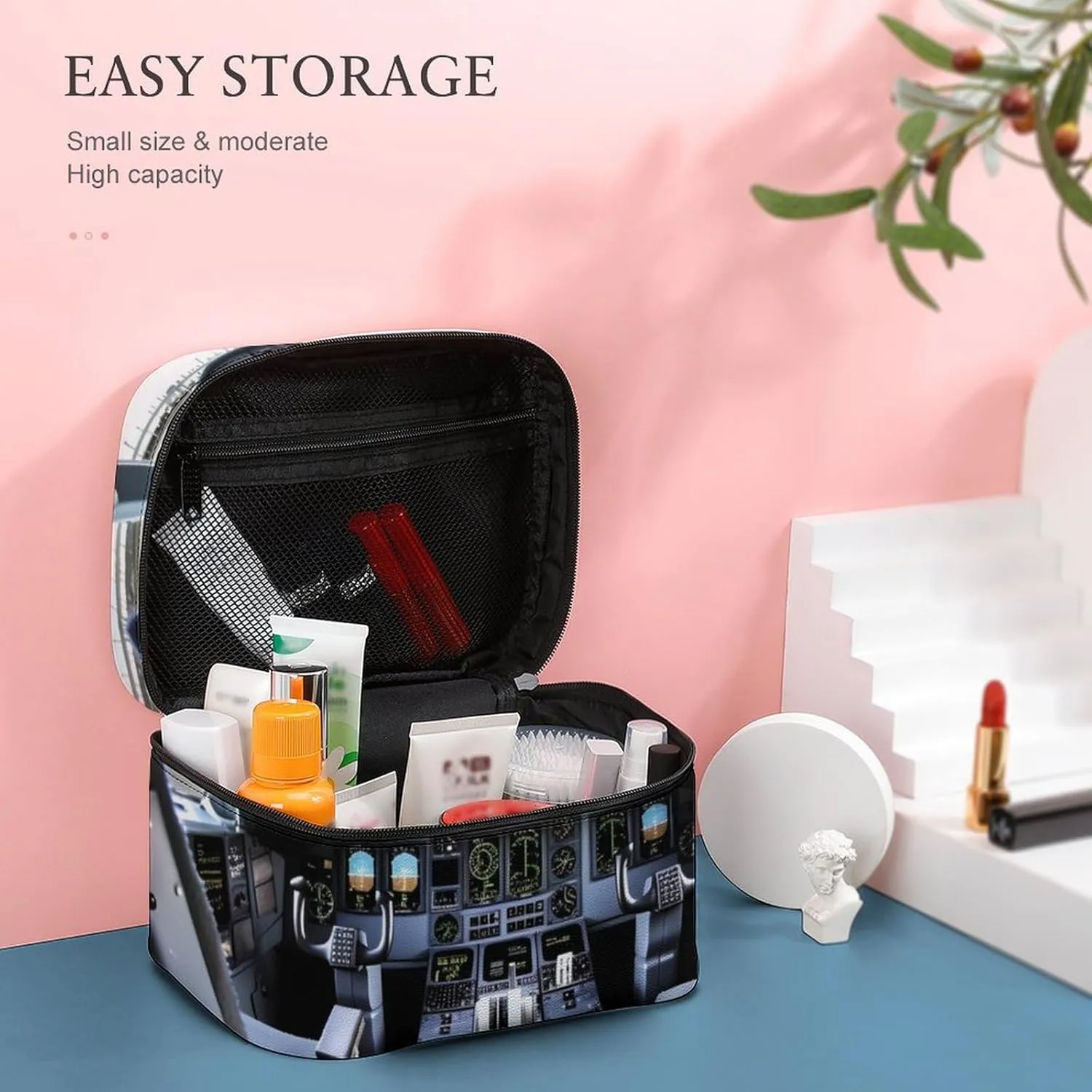 Travel Toiletry Bag for Women And Men,Airplane Cockpit Toiletry Organizer, Makeup Bag Travel Organizer for Shampoo,Toiletries