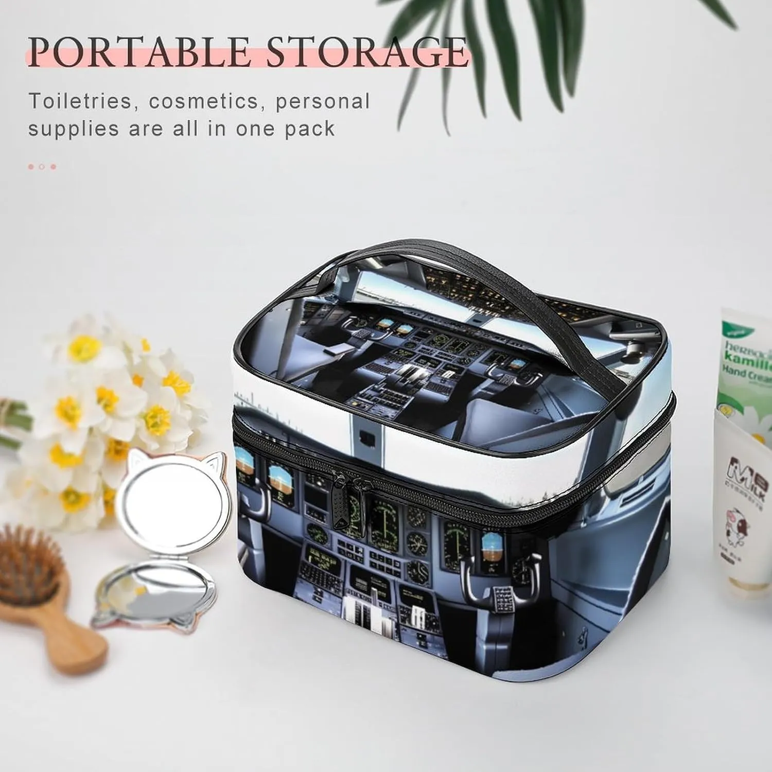 Travel Toiletry Bag for Women And Men,Airplane Cockpit Toiletry Organizer, Makeup Bag Travel Organizer for Shampoo,Toiletries