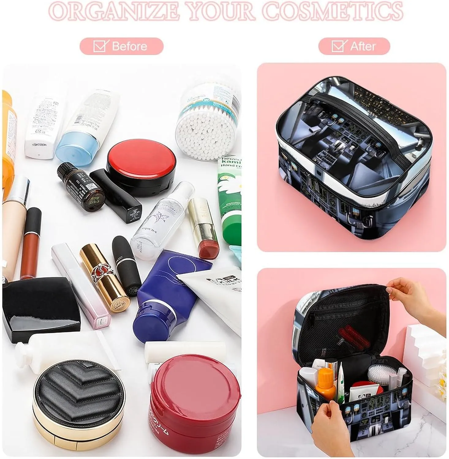 Travel Toiletry Bag for Women And Men,Airplane Cockpit Toiletry Organizer, Makeup Bag Travel Organizer for Shampoo,Toiletries