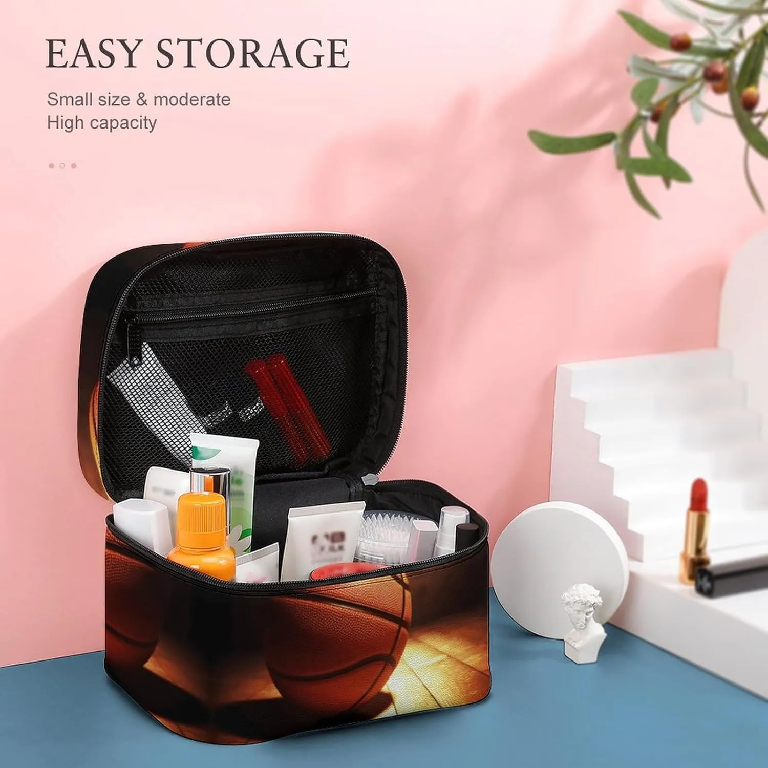 Travel Toiletry Bag for Women And Men,Basketball Background Toiletry Organizer, Makeup Bag Travel Organizer for Shampoo,Toiletries