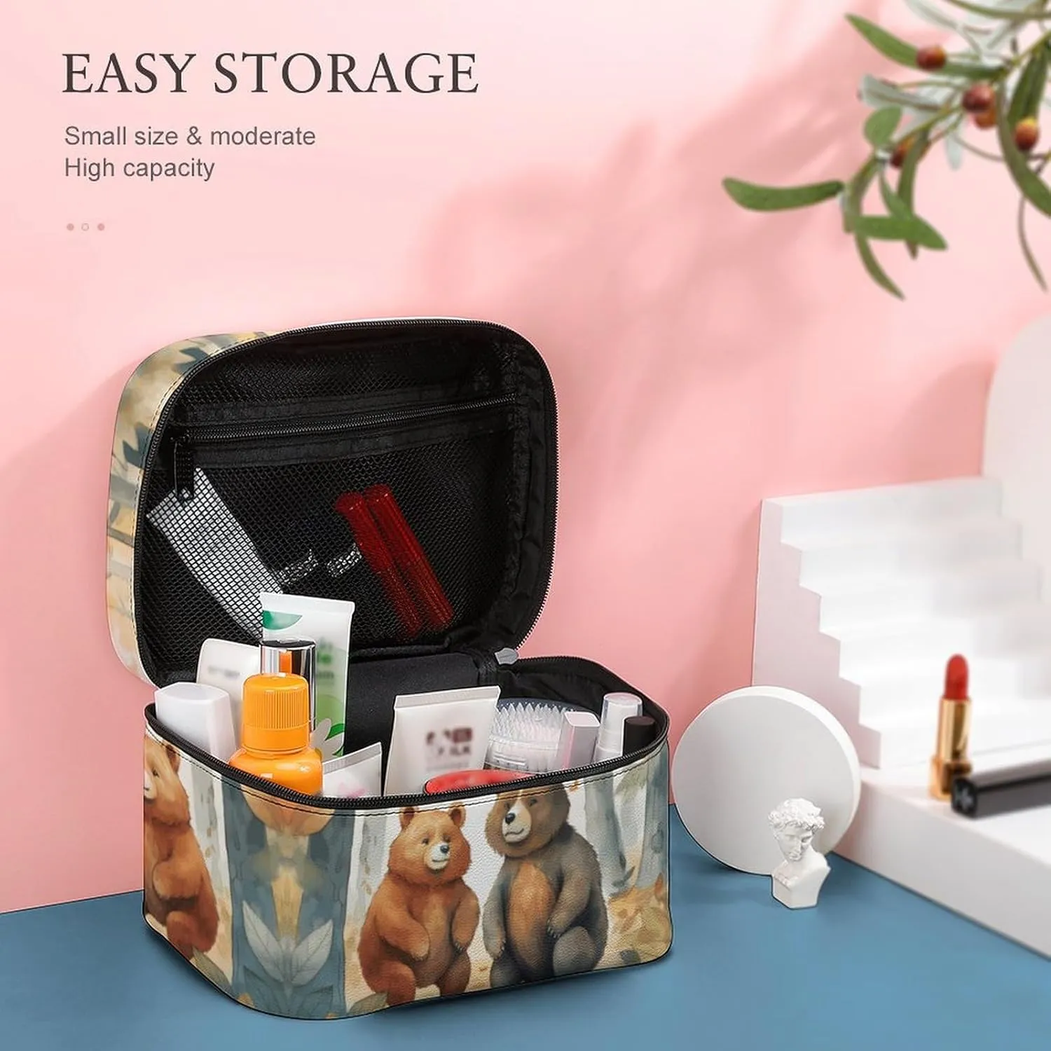Travel Toiletry Bag for Women And Men,Bear in Woods Toiletry Organizer, Makeup Bag Travel Organizer for Shampoo,Toiletries