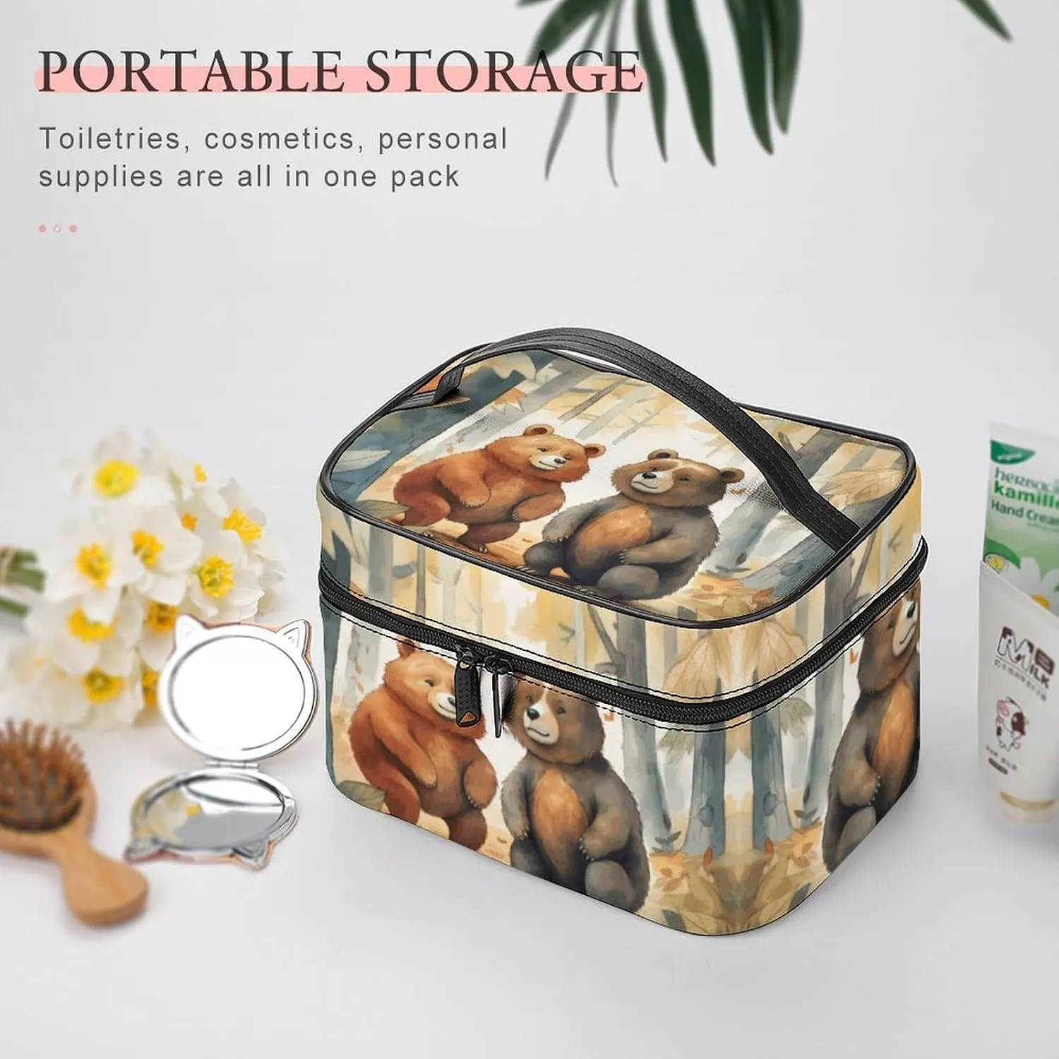 Travel Toiletry Bag for Women And Men,Bear in Woods Toiletry Organizer, Makeup Bag Travel Organizer for Shampoo,Toiletries