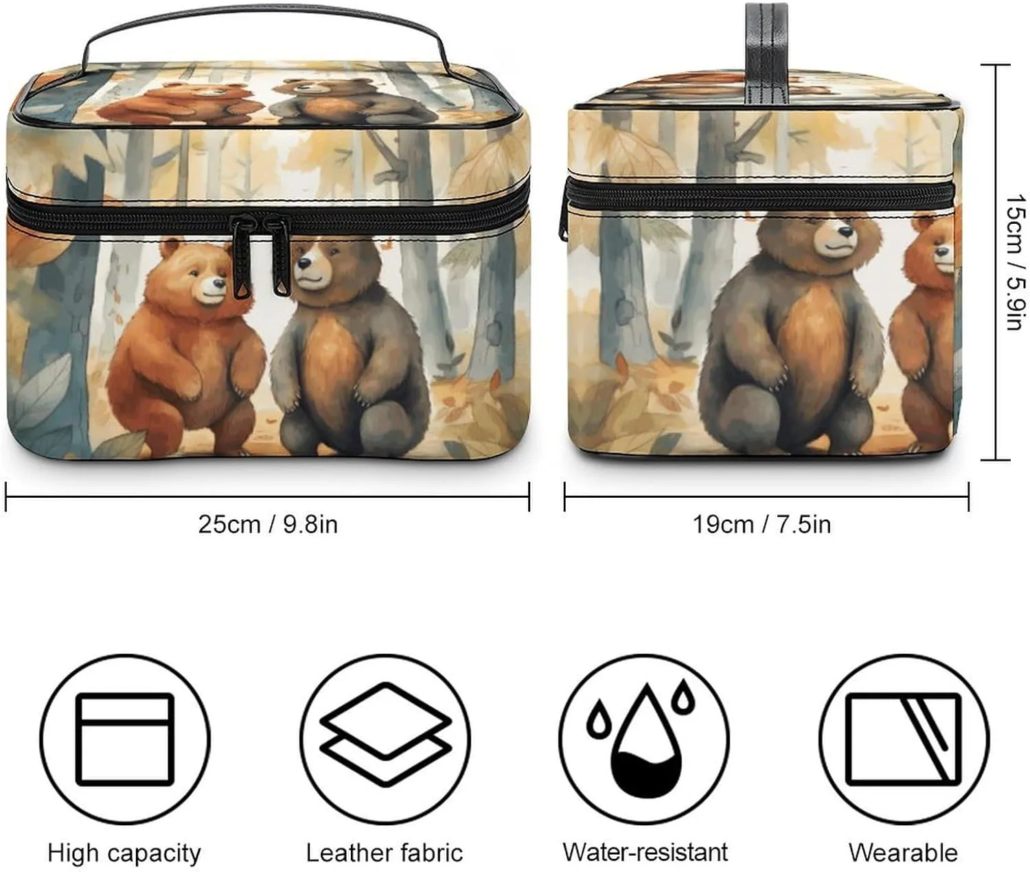 Travel Toiletry Bag for Women And Men,Bear in Woods Toiletry Organizer, Makeup Bag Travel Organizer for Shampoo,Toiletries