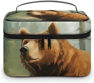 Travel Toiletry Bag for Women And Men,Brown Bear Water And Trees Toiletry Organizer, Makeup Bag Travel Organizer for Shampoo,Toiletries