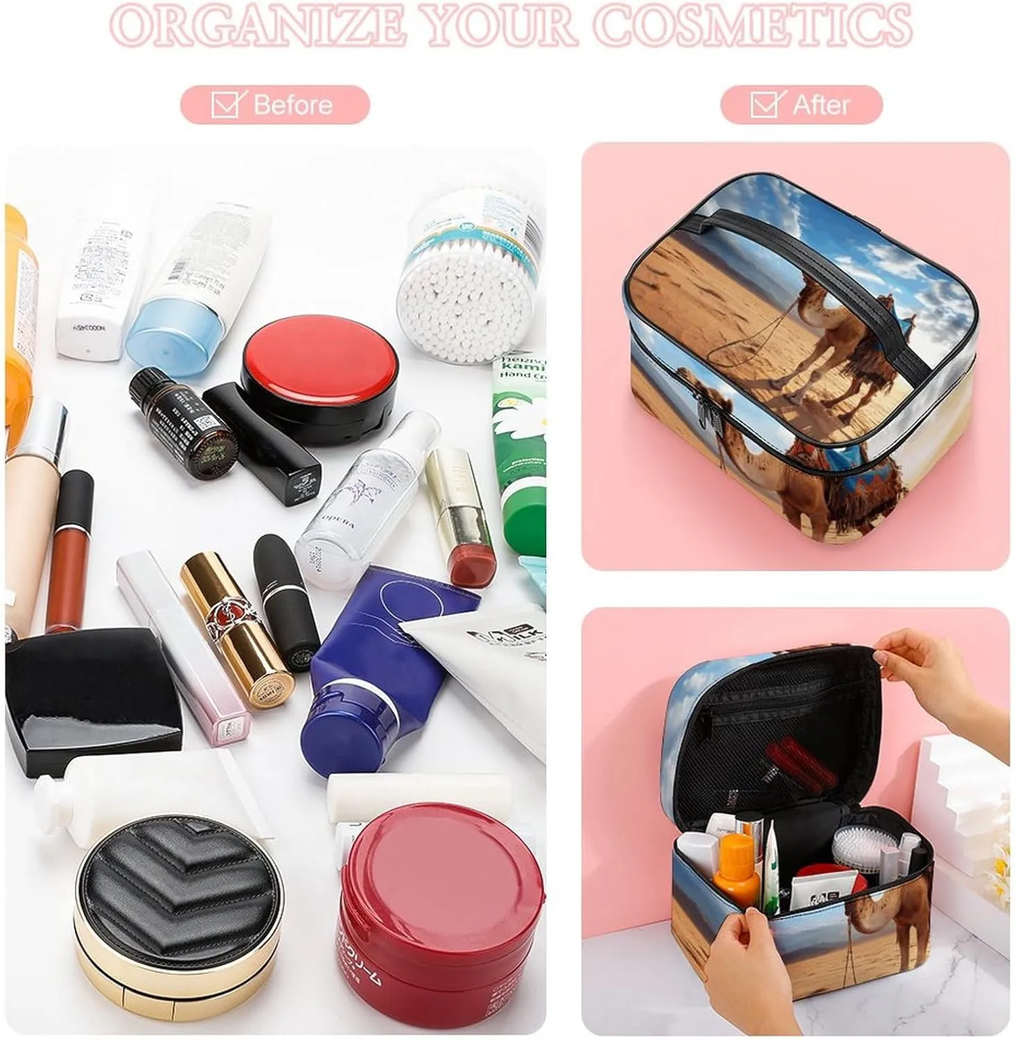 Travel Toiletry Bag for Women And Men,Camel Sky Toiletry Organizer, Makeup Bag Travel Organizer for Shampoo,Toiletries