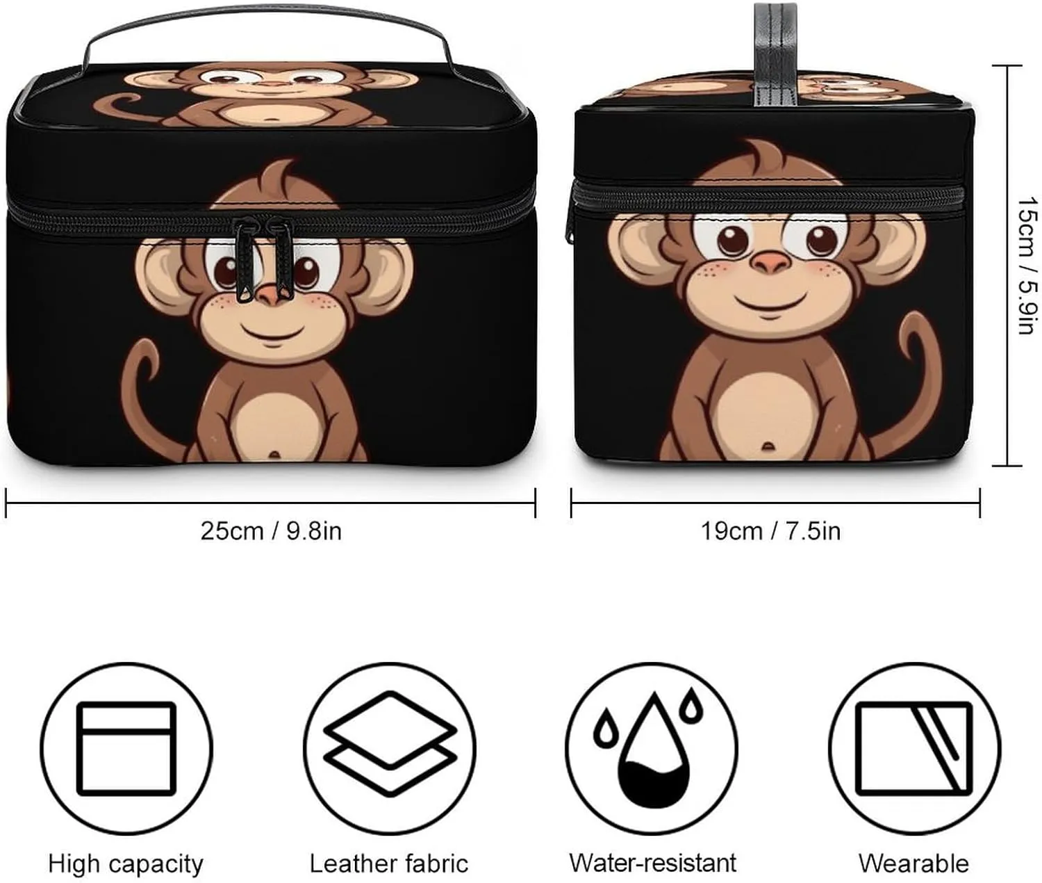 Travel Toiletry Bag for Women And Men,Cartoon Brown Monkey Toiletry Organizer, Makeup Bag Travel Organizer for Shampoo,Toiletries