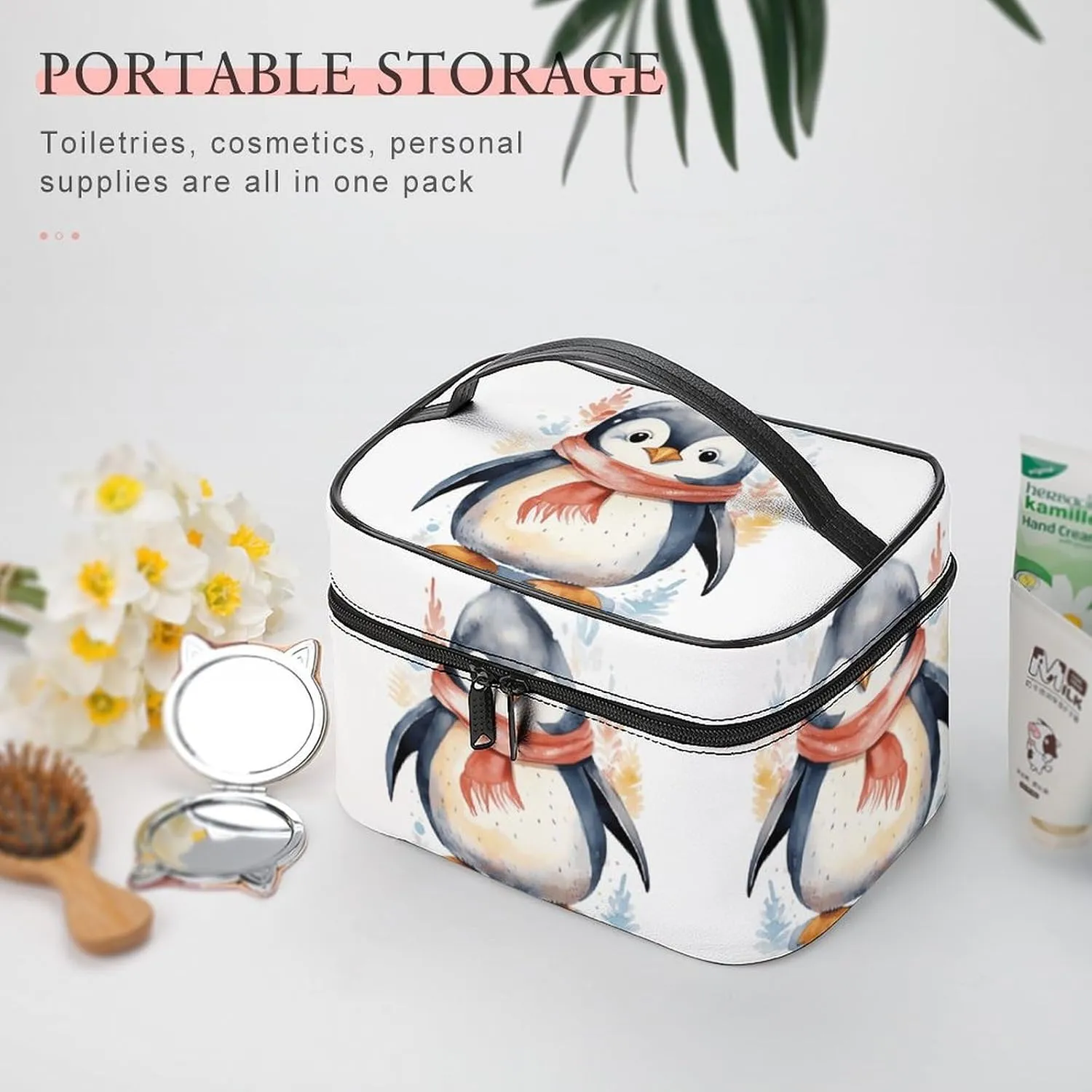 Travel Toiletry Bag for Women And Men,Cute Cartoon Penguin Toiletry Organizer, Makeup Bag Travel Organizer for Shampoo,Toiletries