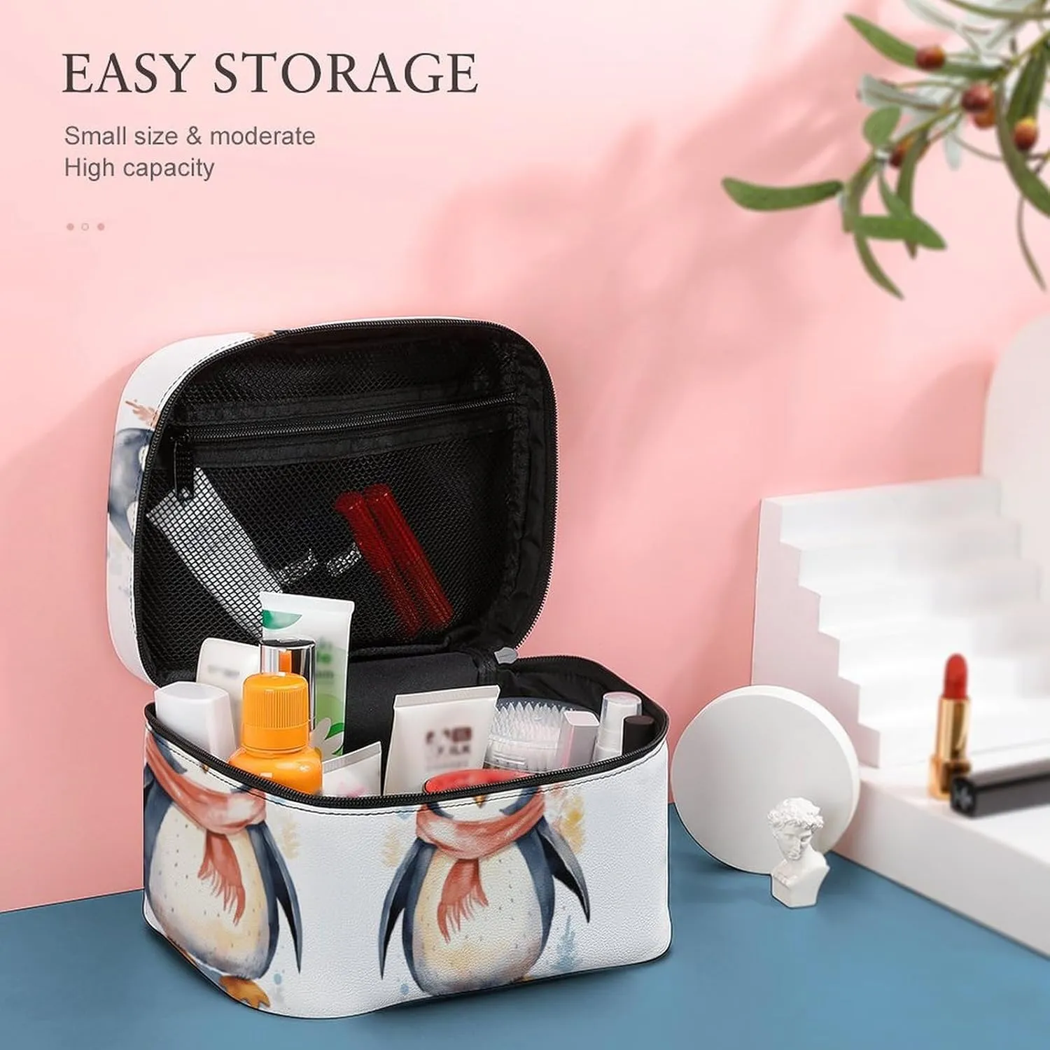 Travel Toiletry Bag for Women And Men,Cute Cartoon Penguin Toiletry Organizer, Makeup Bag Travel Organizer for Shampoo,Toiletries