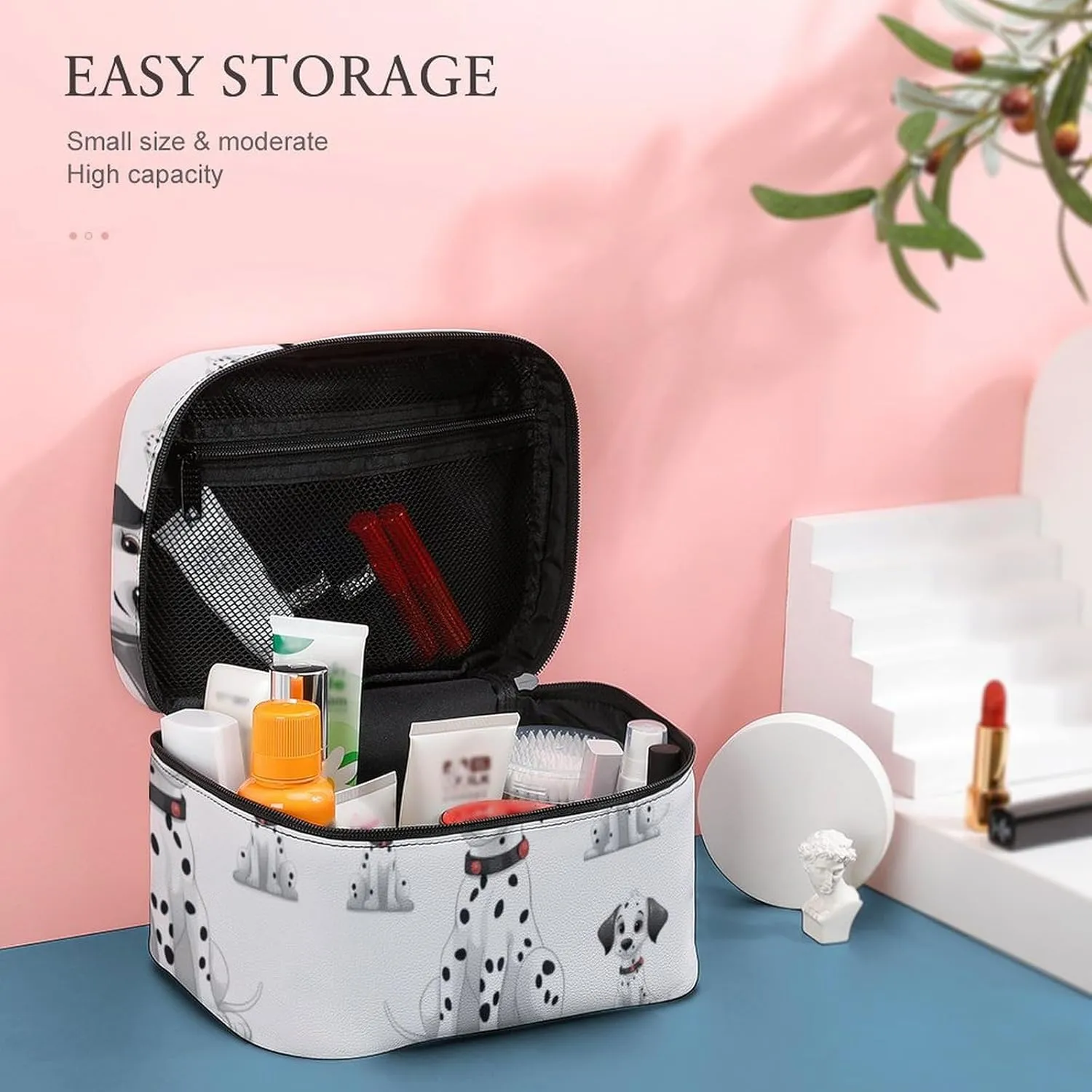Travel Toiletry Bag for Women And Men,Cute Dalmatian Toiletry Organizer, Makeup Bag Travel Organizer for Shampoo,Toiletries
