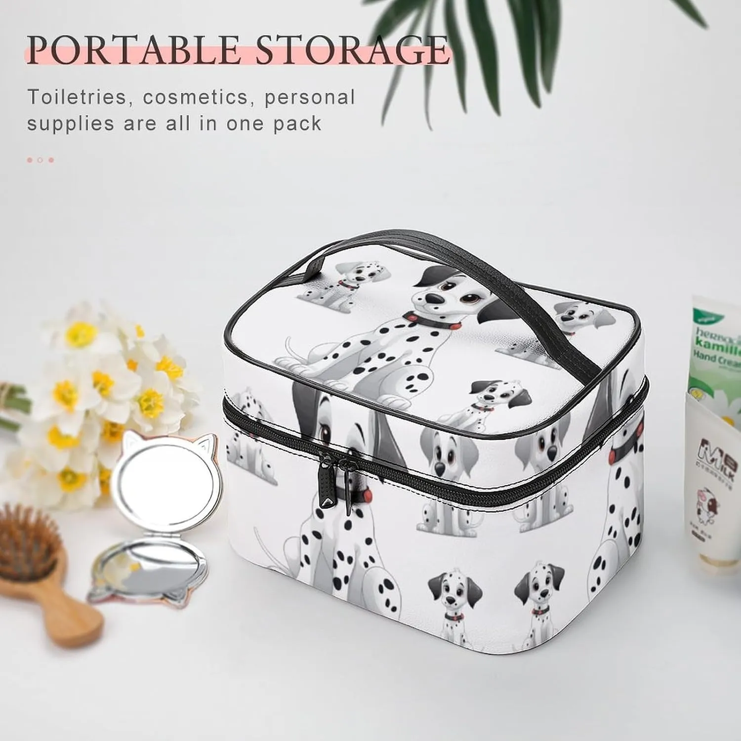 Travel Toiletry Bag for Women And Men,Cute Dalmatian Toiletry Organizer, Makeup Bag Travel Organizer for Shampoo,Toiletries
