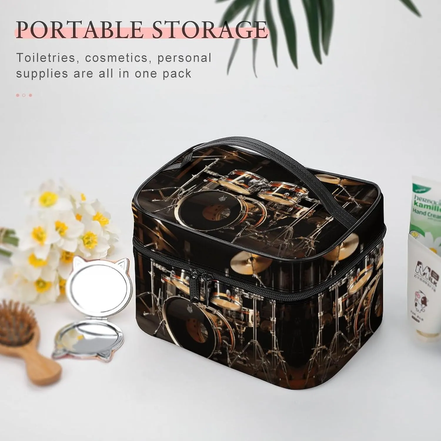 Travel Toiletry Bag for Women And Men,Drum Set Toiletry Organizer, Makeup Bag Travel Organizer for Shampoo,Toiletries