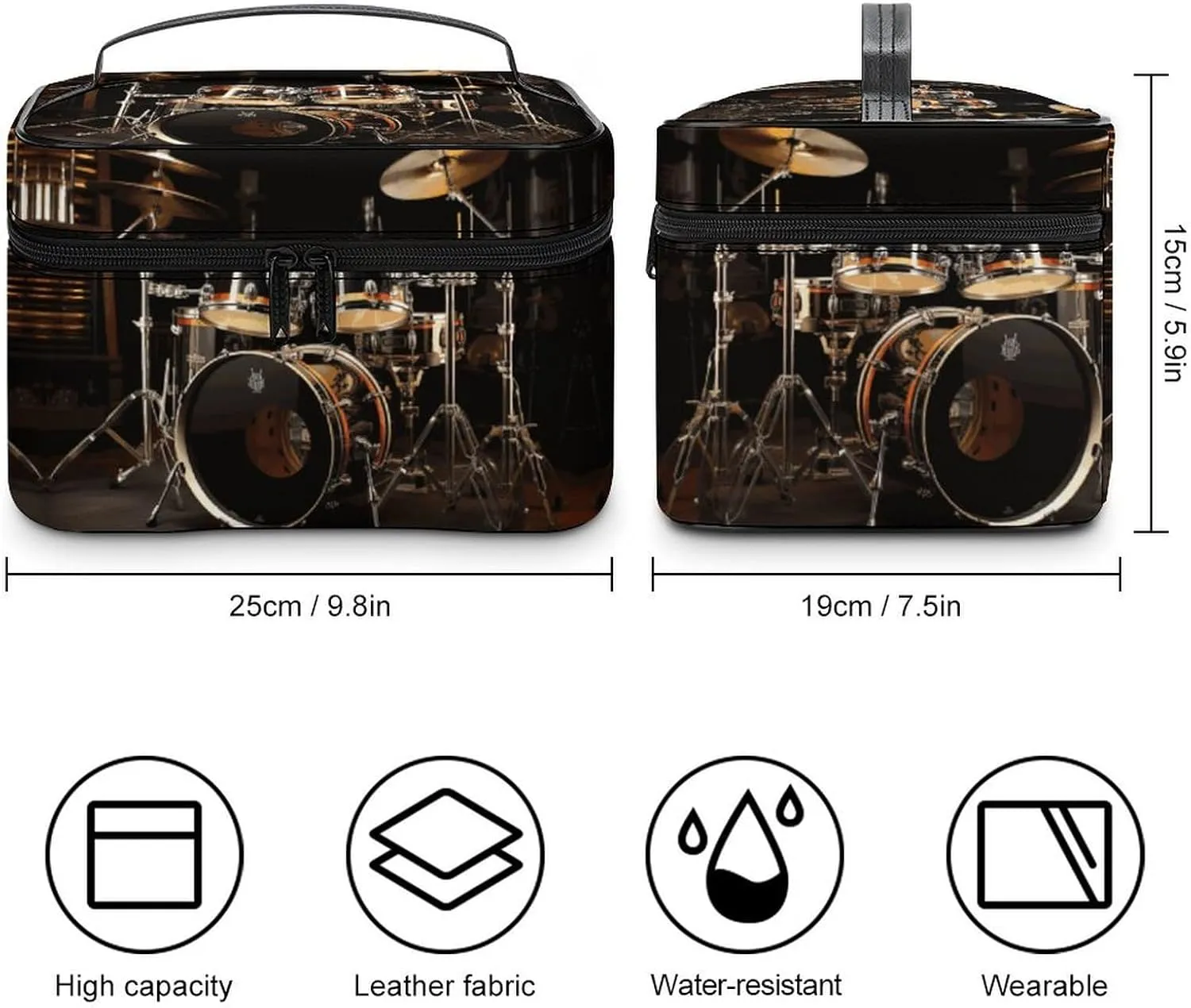 Travel Toiletry Bag for Women And Men,Drum Set Toiletry Organizer, Makeup Bag Travel Organizer for Shampoo,Toiletries