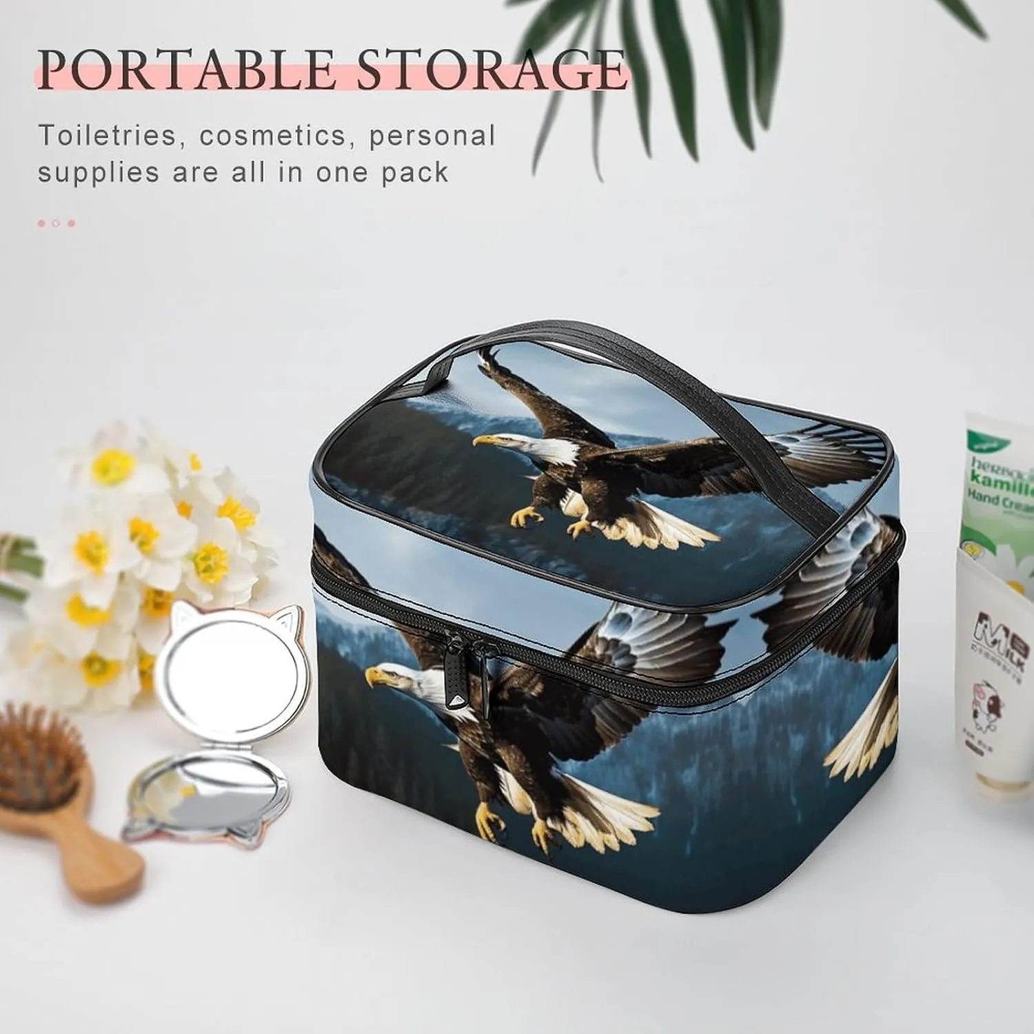 Travel Toiletry Bag for Women And Men,Eagle at Hunting Toiletry Organizer, Makeup Bag Travel Organizer for Shampoo,Toiletries