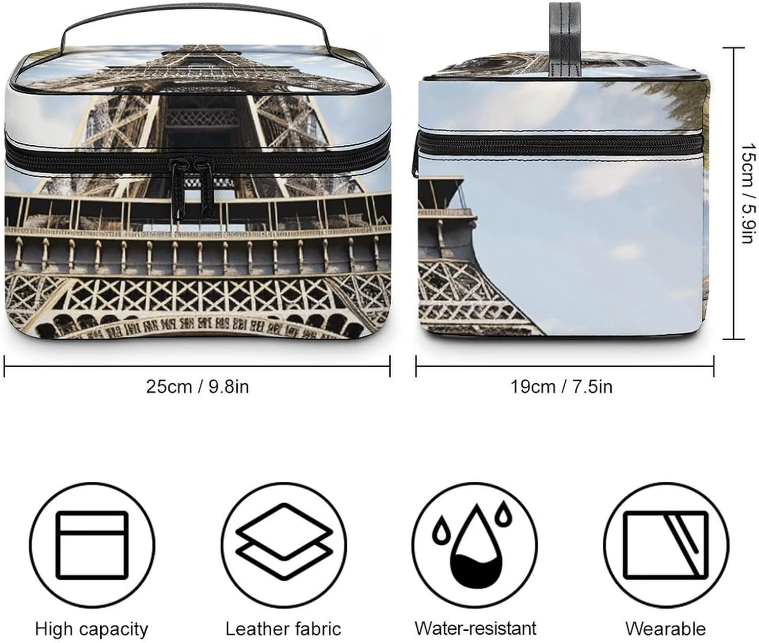 Travel Toiletry Bag for Women And Men,Eiffel Tower French Paris Monument Toiletry Organizer, Makeup Bag Travel Organizer for Shampoo,Toiletries