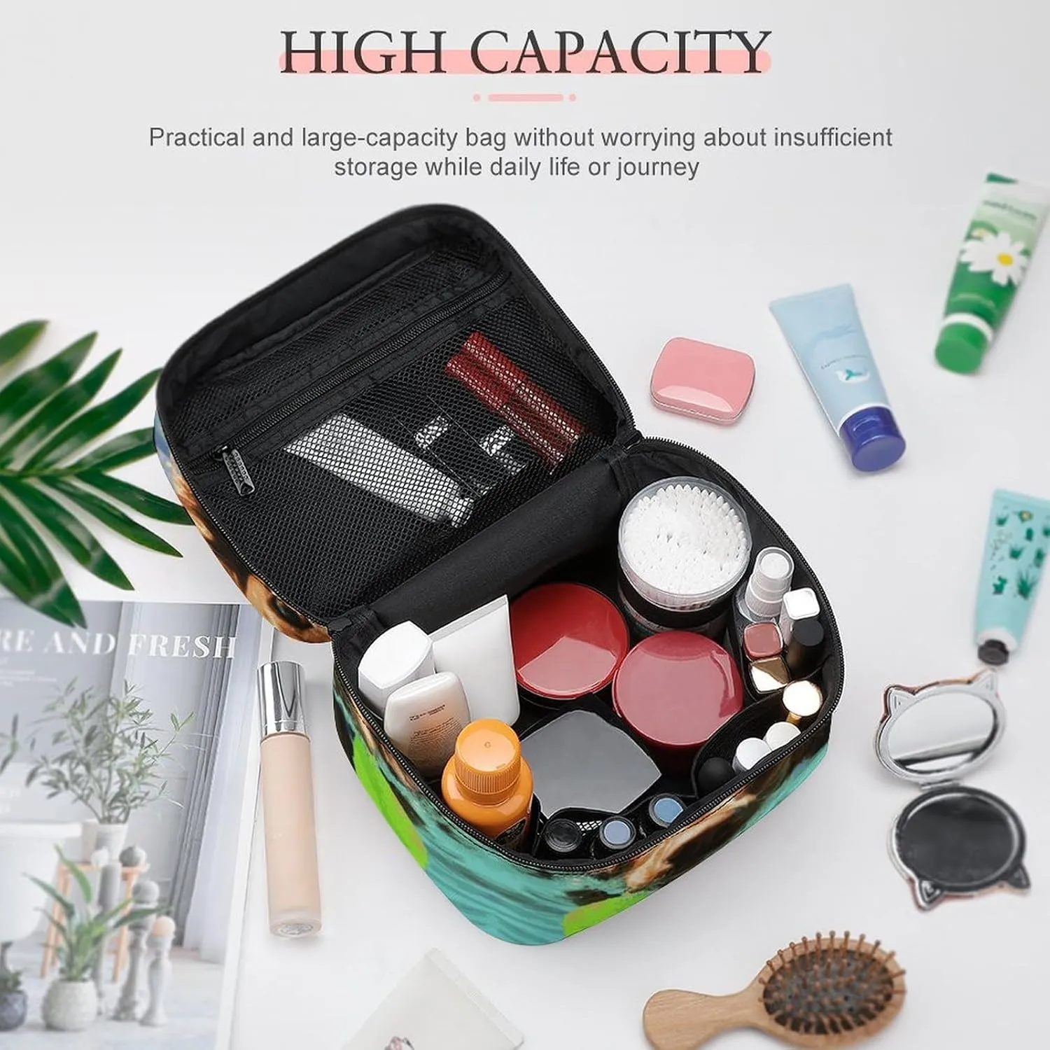 Travel Toiletry Bag for Women And Men,Funny Swimming Dog Toiletry Organizer, Makeup Bag Travel Organizer for Shampoo,Toiletries
