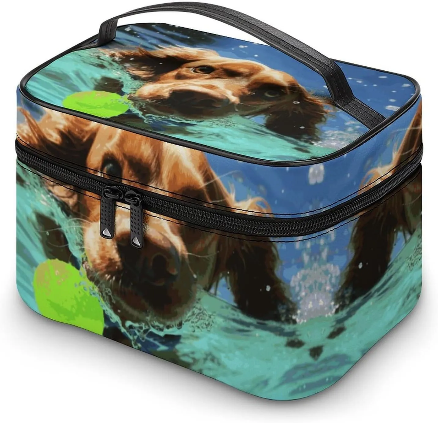 Travel Toiletry Bag for Women And Men,Funny Swimming Dog Toiletry Organizer, Makeup Bag Travel Organizer for Shampoo,Toiletries