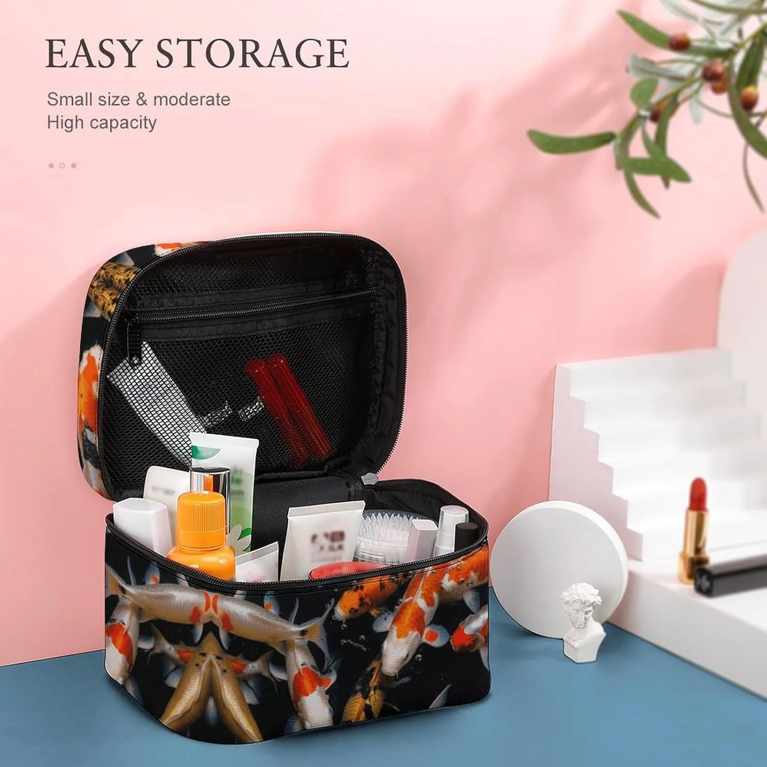 Travel Toiletry Bag for Women And Men,Japan Fancy Carp Fishes Toiletry Organizer, Makeup Bag Travel Organizer for Shampoo,Toiletries