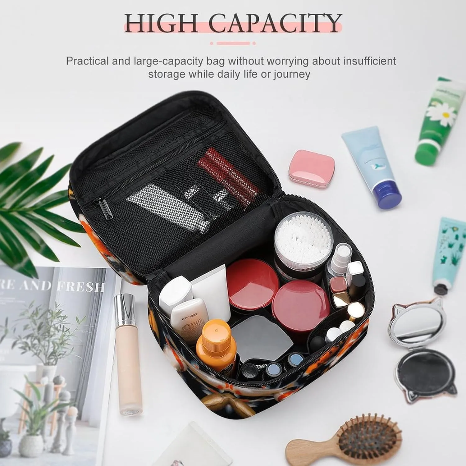 Travel Toiletry Bag for Women And Men,Japan Fancy Carp Fishes Toiletry Organizer, Makeup Bag Travel Organizer for Shampoo,Toiletries