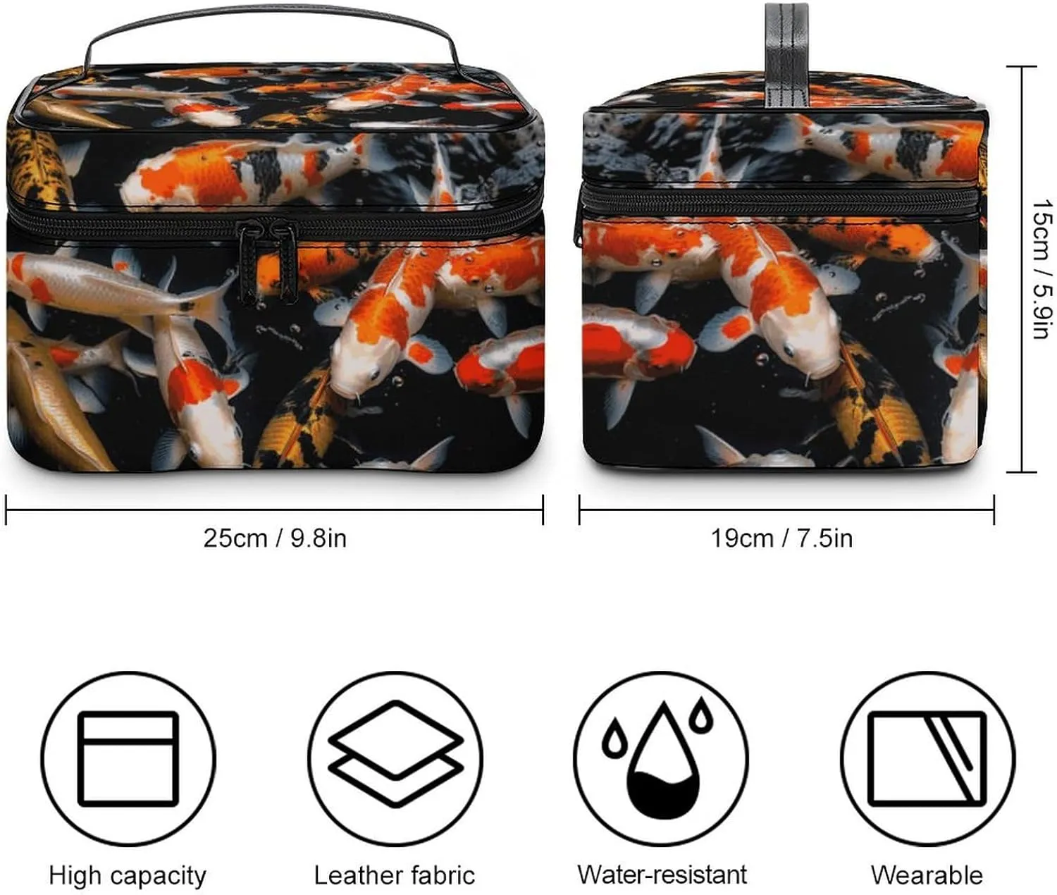 Travel Toiletry Bag for Women And Men,Japan Fancy Carp Fishes Toiletry Organizer, Makeup Bag Travel Organizer for Shampoo,Toiletries