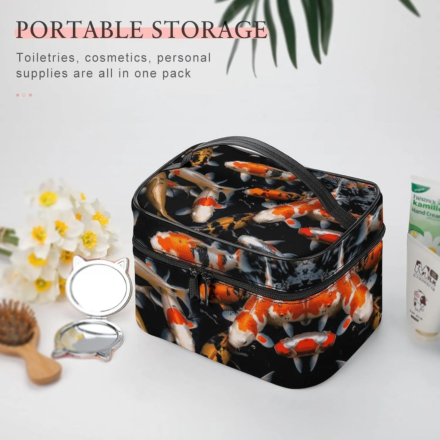 Travel Toiletry Bag for Women And Men,Japan Fancy Carp Fishes Toiletry Organizer, Makeup Bag Travel Organizer for Shampoo,Toiletries