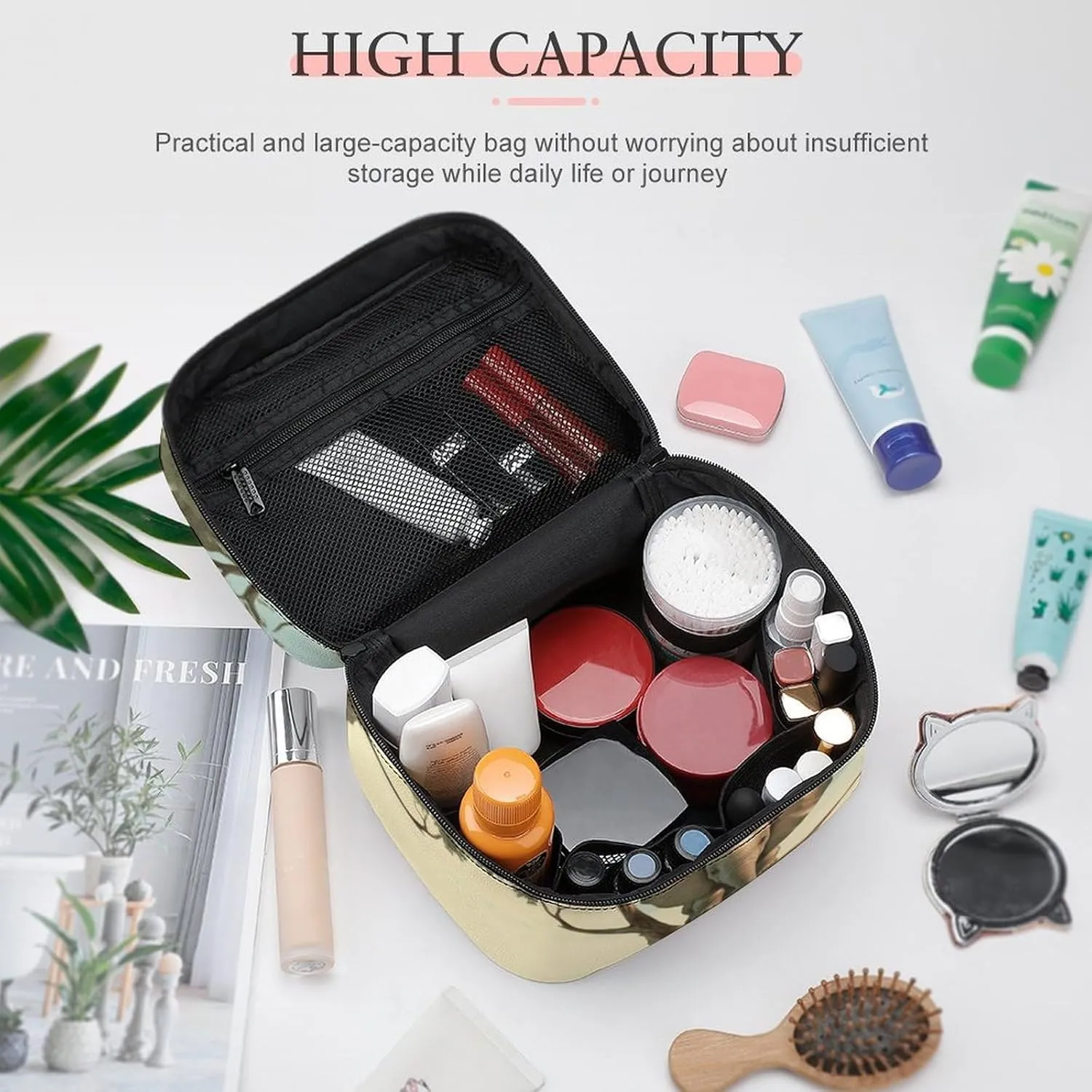 Travel Toiletry Bag for Women And Men,Little Elephant on Tree Toiletry Organizer, Makeup Bag Travel Organizer for Shampoo,Toiletries